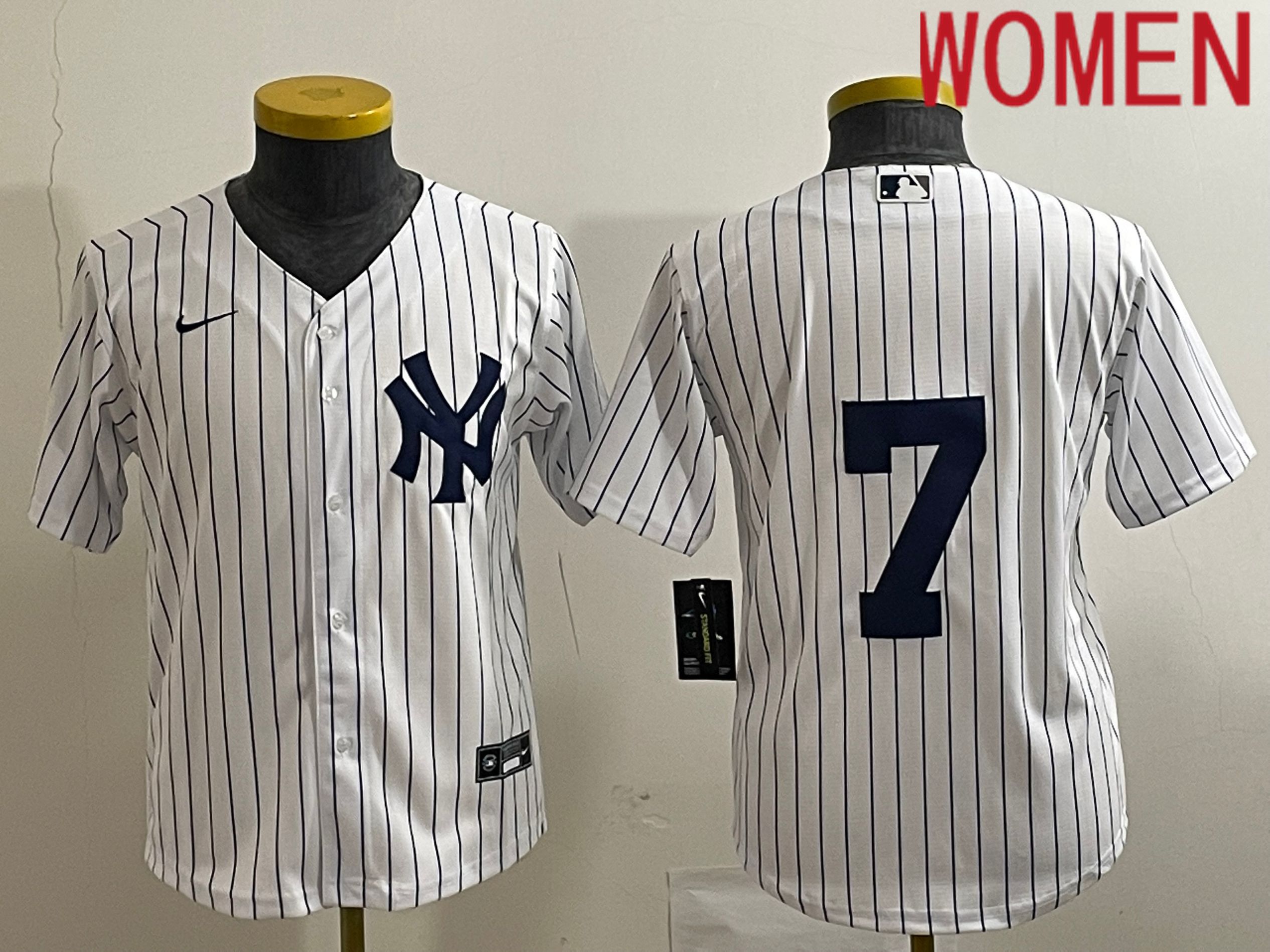 Women New York Yankees #7 No Name White Nike Game MLB Jersey->youth mlb jersey->Youth Jersey
